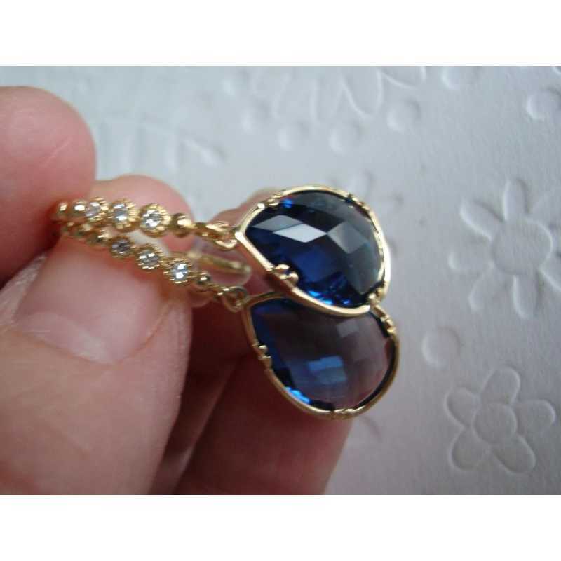 Charme Zhichun mode bleu profond femmes pendentif or boucles d'oreilles crochet luxe cristal fête bijoux fille accessoires G230602