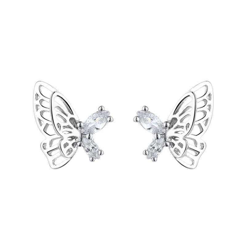 Stud New Fashion Hollow Butterfly Stud Lämplig för kvinnor Shiny Zirconia Söta djur Utsökta örhängen Girls Minimalistiska smycken Gifts G230602