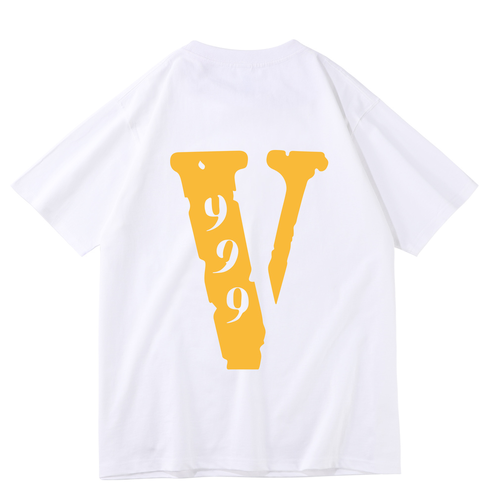 Vlone 999 T Shirt Large V 22SS moda Vlones Co Limited Orange Printed T-shirt Męs