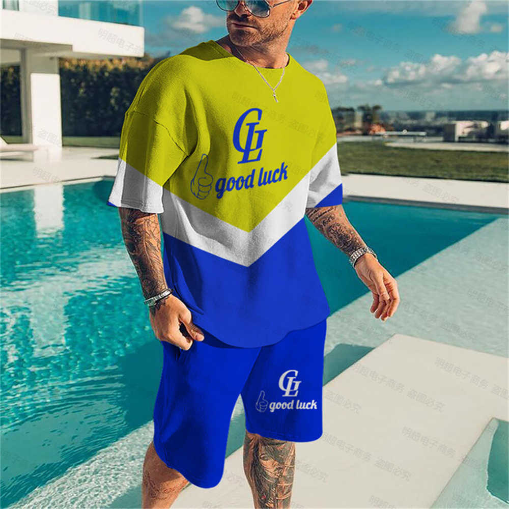 Chándales de hombre Vestido de verano Diseño de impresión 3D personalizado Camiseta de moda gráfica Pantalones cortos de playa Cómodo manga corta Conjunto deportivo de 2 piezas P230603