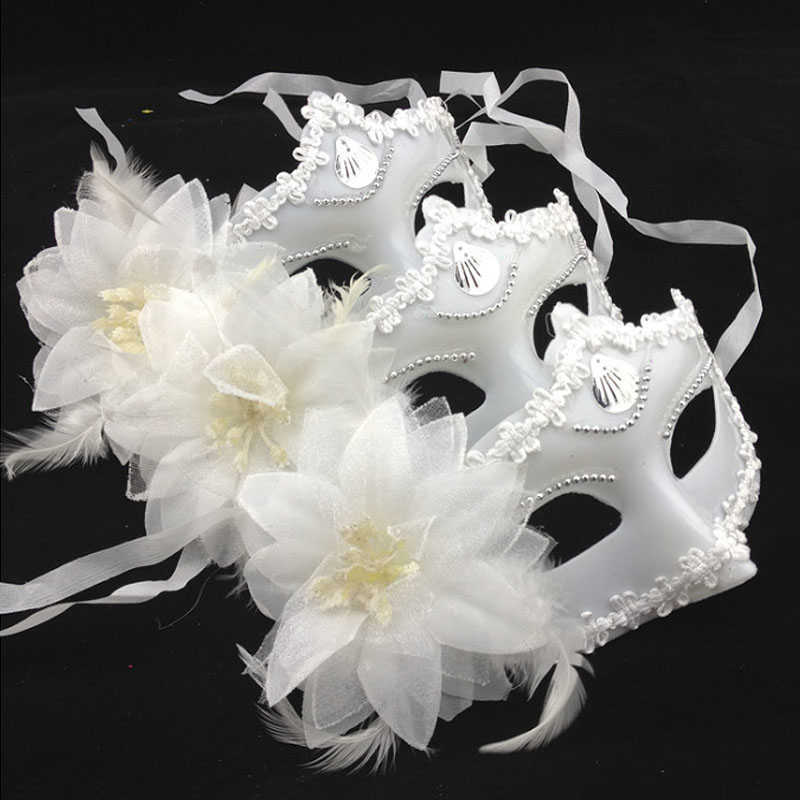 Uyku Maskeleri Sıcak Satış Seksi Lady Beyaz Dantel Tüy Çiçek Göz Maskeleri Maskeli Made Party Dans Kostümü Cadılar Bayramı Yarım Yüz Maske Dekoru J230602