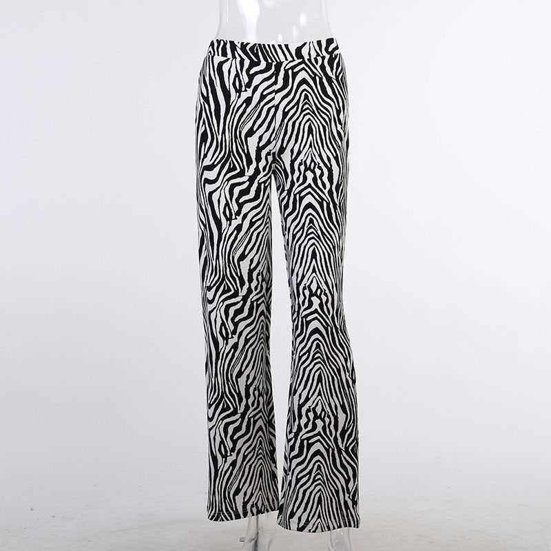 Capris Lucifer 2023 Summer Zebra Print Wide Leg Street Apparel Vita alta Pantaloni Y2K Strisce da donna Sexy Ultra Thin Fit Flash Pants P230602