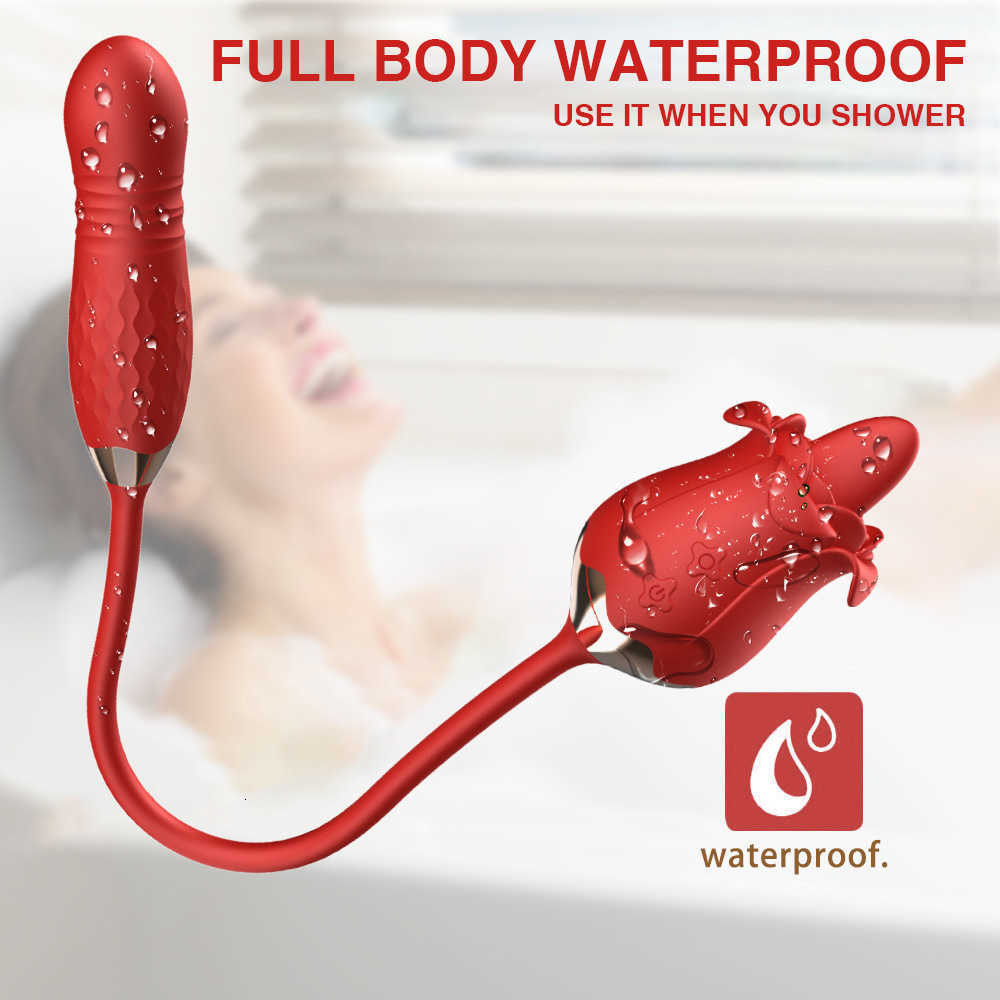 Vibromasseur à succion gode fleur de Rose pour femmes, Stimulation clitoridienne en Silicone pour adulte avec poussée du point G