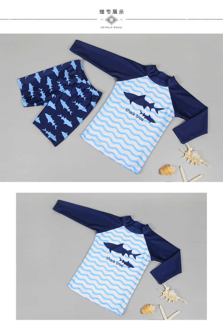 Swimwear Long Sleep Split Middle Sunbathing Quick Drying Children's Primary School Boys' Swimsuit P230602