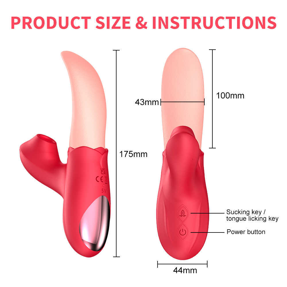 Massager Rose Vibrator Dildo Vrouwelijke Clit Stimulator Zuigen Tepel Tong Likken Pijpen Masturbator voor Vrouwen