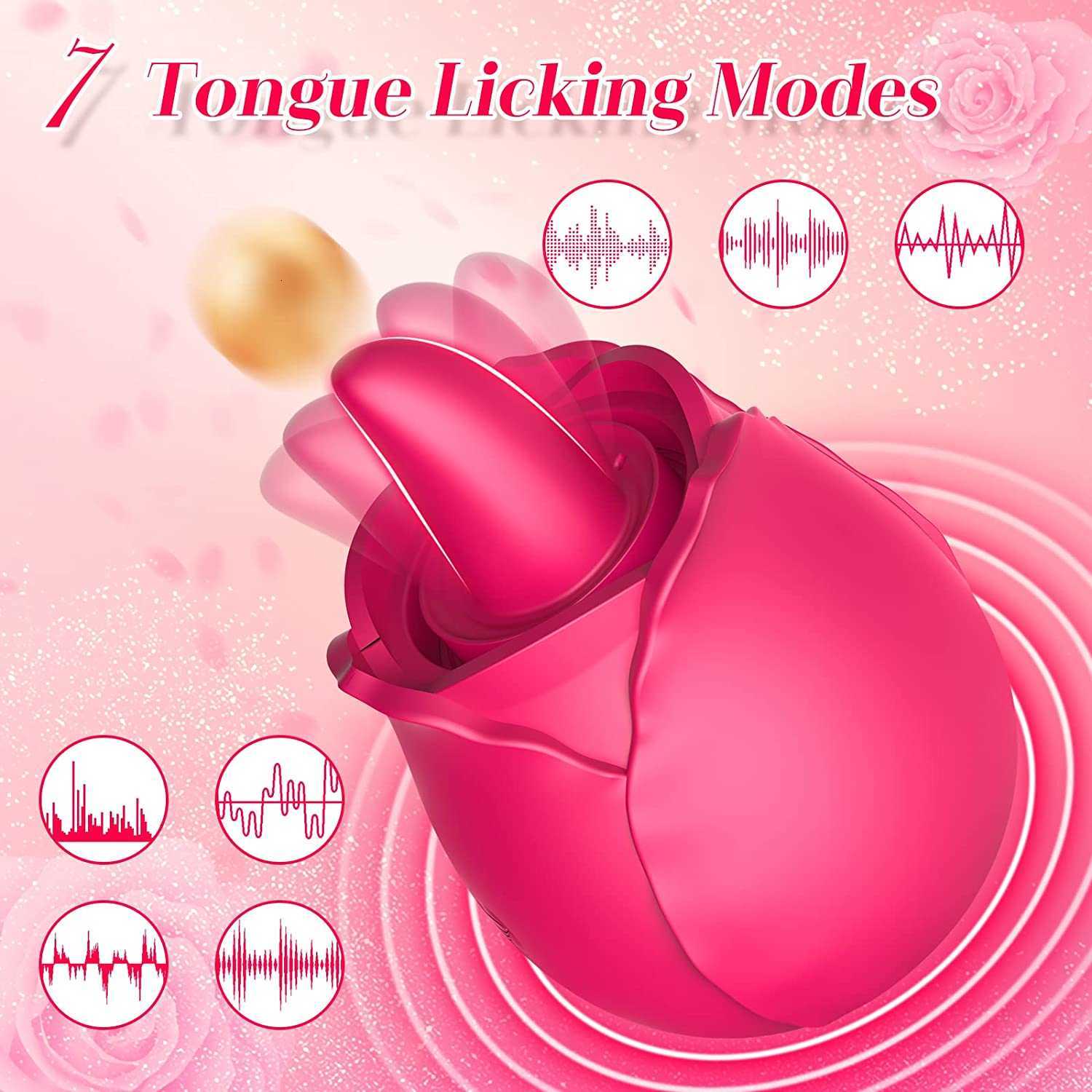 Licklip Rose Vibromasseur Clit Sucker avec Léchage de Langue Sucer Masseur Sous Vide 2 Ventouses pour Femmes