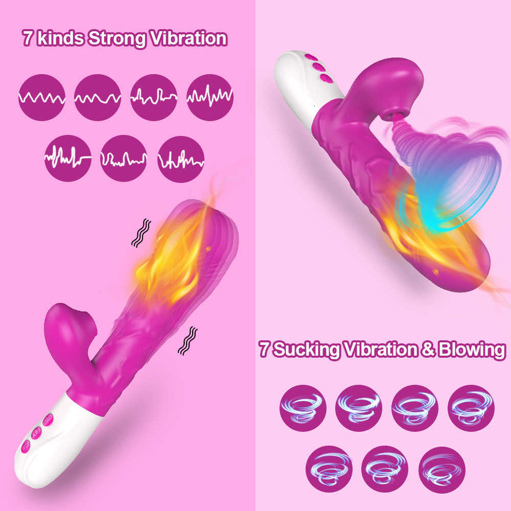 Stimulator Konijn Stak Vibrators Vrouwelijke voor Vrouwen Clitoris Sucker Stimulator Verwarming Dildo Goederen Volwassenen Zuigen Machine