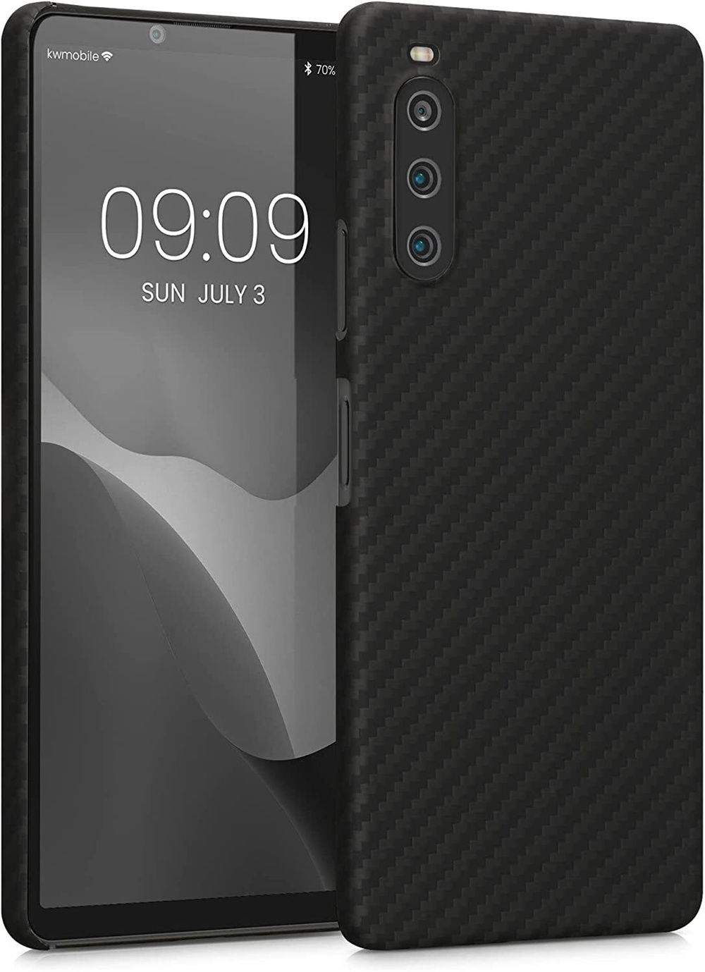 Custodia sottile originale in vera fibra di carbonio e aramide Sony Xperia 10 V Cover posteriore opaca