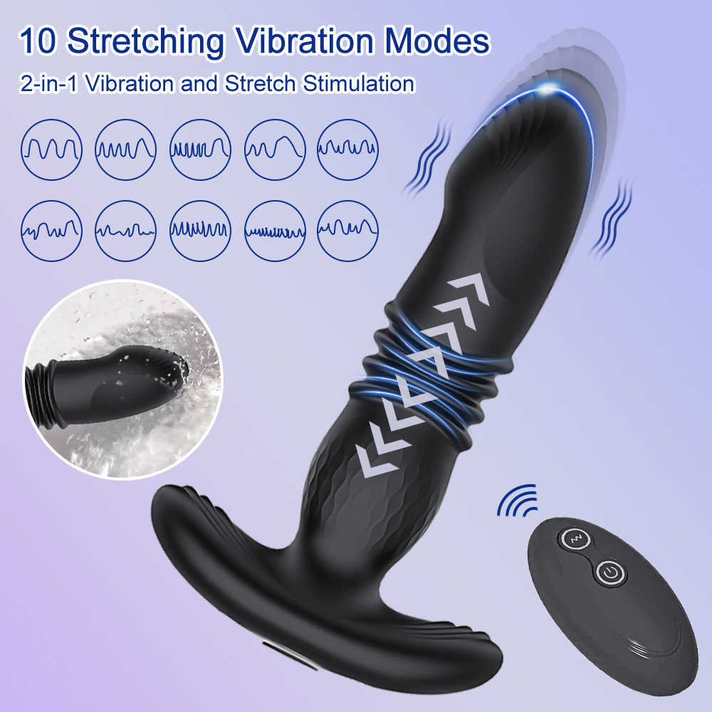 Vibrador Anal de empuje, tapón Anal inalámbrico, tapón Anal remoto, consoladores masajeadores de próstata, productos vibrantes para adultos para hombres