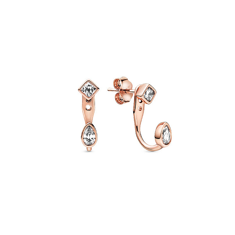 Boucles d'oreilles en argent 925 Fit Pandora Boucles d'oreilles en or rose et or Love Daisy Series, Boucles d'oreilles Fan Boucles d'oreilles fines Bijoux