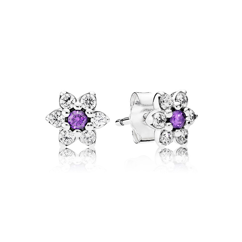 Boucles d'oreilles en argent 925 Fit Pandora Magnolia Daisy Flower Series Boucles d'oreilles avec quatre feuilles d'herbe Chrysanthème Tempérament Boucles d'oreilles Style Fashion Fine Boucles d'oreilles Bijoux