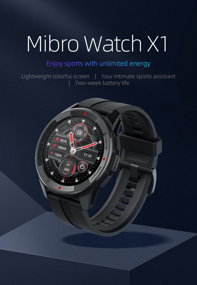 Xiaomi Smart Watch Mibro Xiaoxun X1 Smart Watch 방수 다중 언어 국제 스포츠 모니터링 커플 시계 진짜