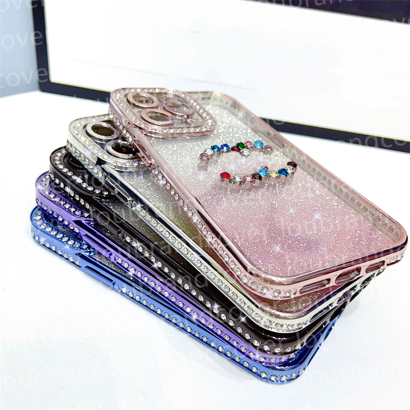 Phone Case Designer Glitter iPhone Case for Apple iPhone 14 Pro Max 14pro 13 13pro 12 Pro 11 Luxury Color Rhinestone Diamond Bling Rhine Stone Shiney Edge Mobile Cover