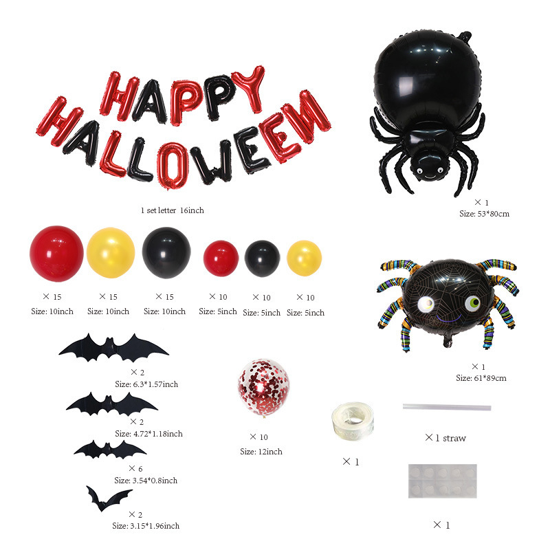 Nouveau Halloween araignée chauve-souris Film d'aluminium ensemble de ballons transfrontalier fantôme Festival fête décoration et décoration boules de papier d'aluminium