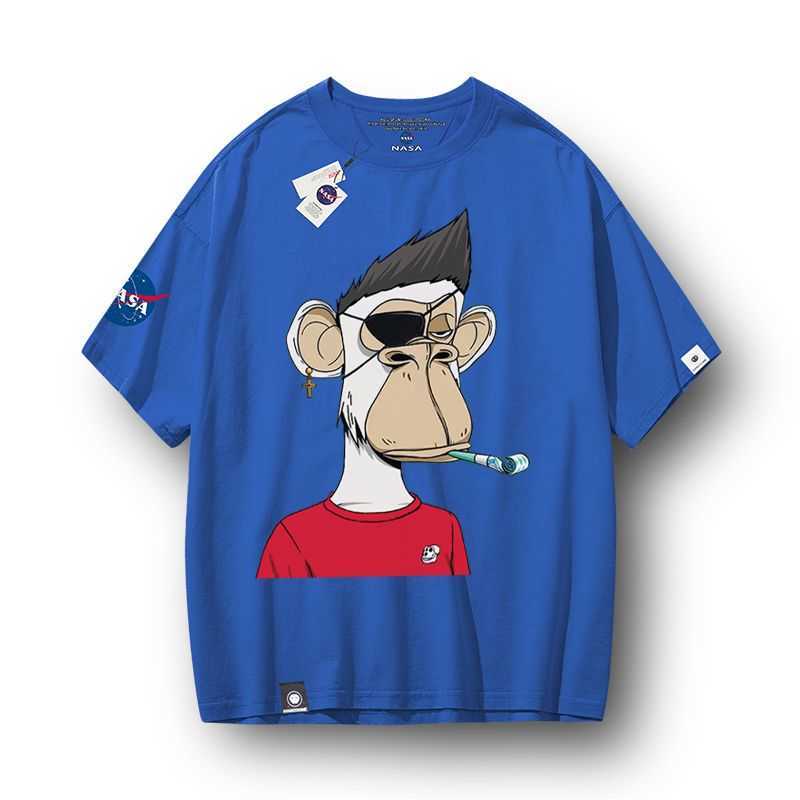 Designer T-shirt NASA co branded boring ape t-shirt men`s and women`s fashion brand NFT curi bayc monkey head same loose couple short sleeve Factory sales