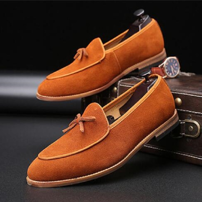 Mannen suède lederen mannen loafers kleding schoenen mannelijke bootschoen casual schoenen man feest bruiloft schoenen d2h59