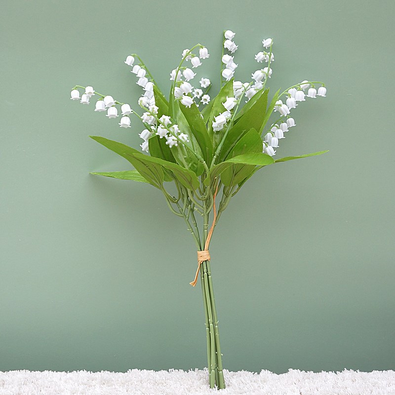 Fiore artificiale Campanula Fiore di mughetto Fiore di plastica Casa Decorazione morbida Pianta da parete Pianta verde da matrimonio