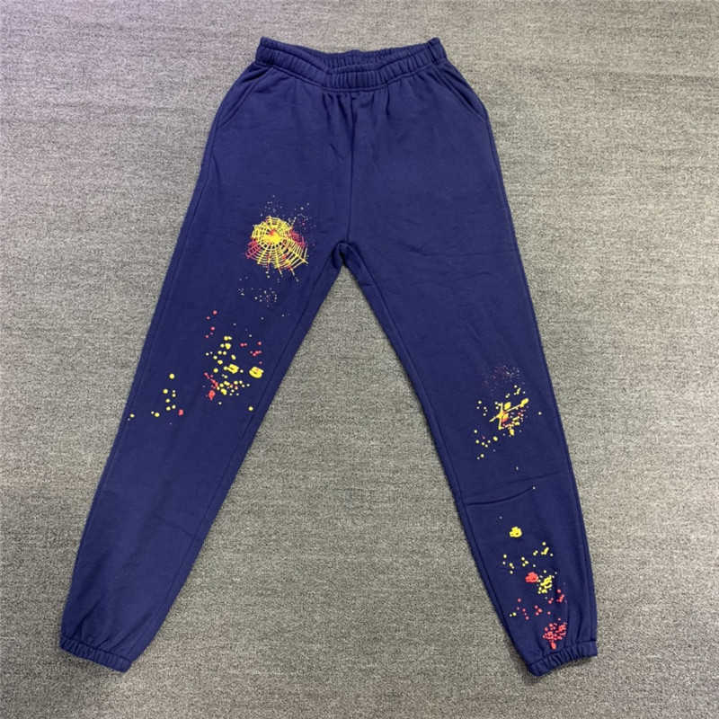Designer pants Blue graffiti spider web pattern men's and women's sportswear targeting jogging pants close to high quality Wstring FJW new 555555 23FW Factory sales
