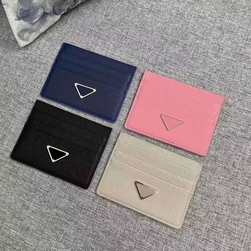 Wholesale Credit Triangle Woman Card Holders mini Wallet leather Men Designer Alligator pure color card holder Double sided P50117 