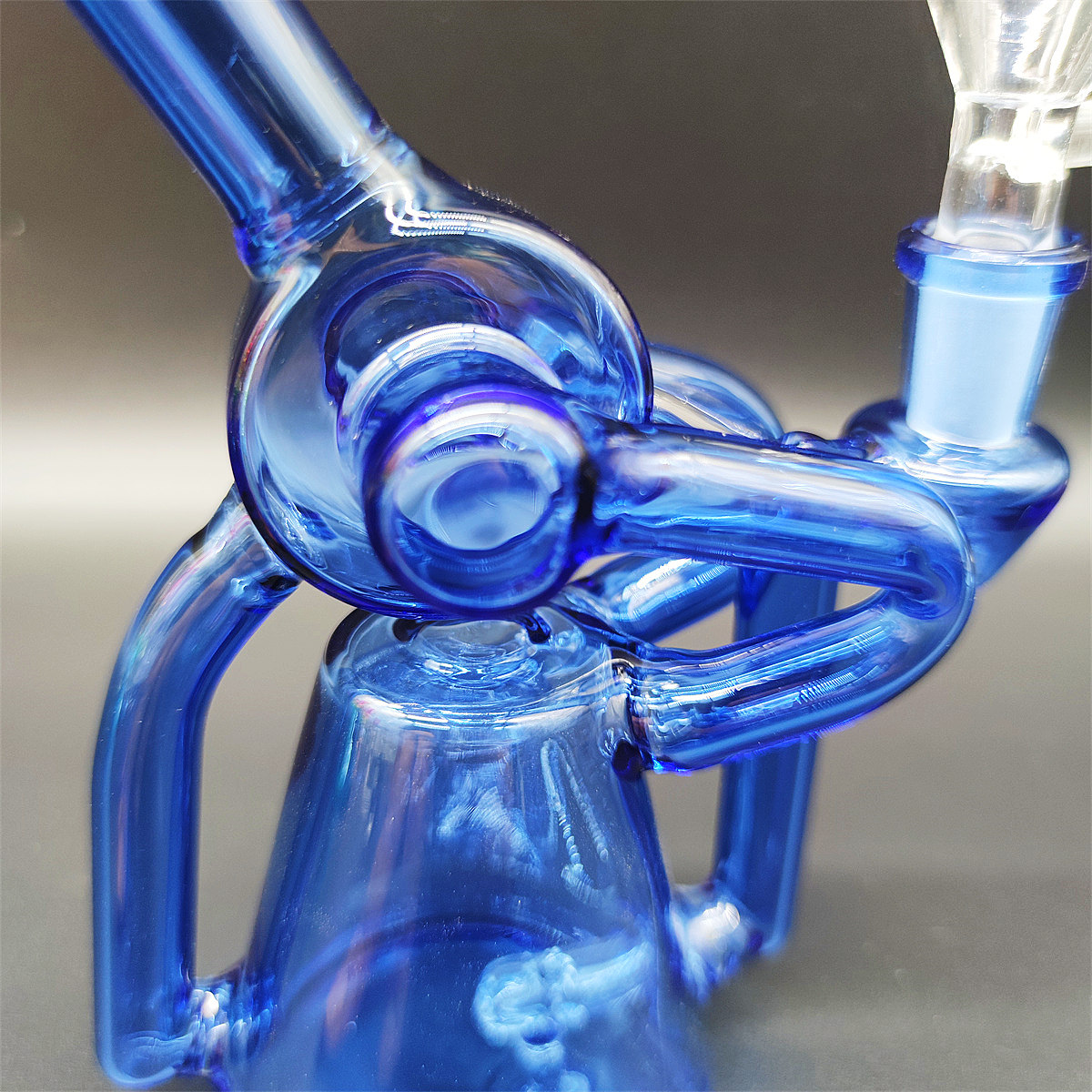 6 Inch Glass Water Pipe Bong Heady Bong Blue Incycler Twin Tubes Heady Pipe Smoking Dabber Rig Recycler 14.4mm Female Joint with Regular Bowl