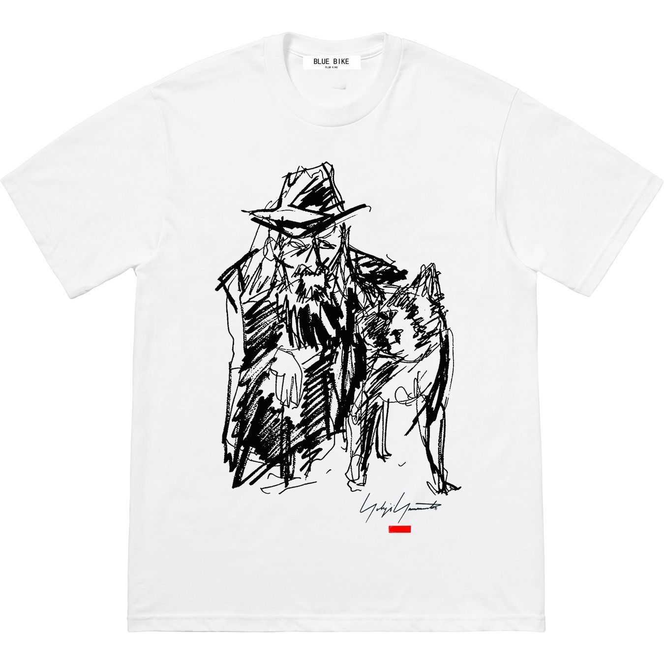 Tasarımcı T-shirt Chaopai Yamamoto İmza Mektup Kurt Kafası Sketch Graffiti T-Shirt Araba Çiçek Baskı Kısa Kollu Erkek ve Kadın Yuvarlak Boyun Tee Fabrika Satışları