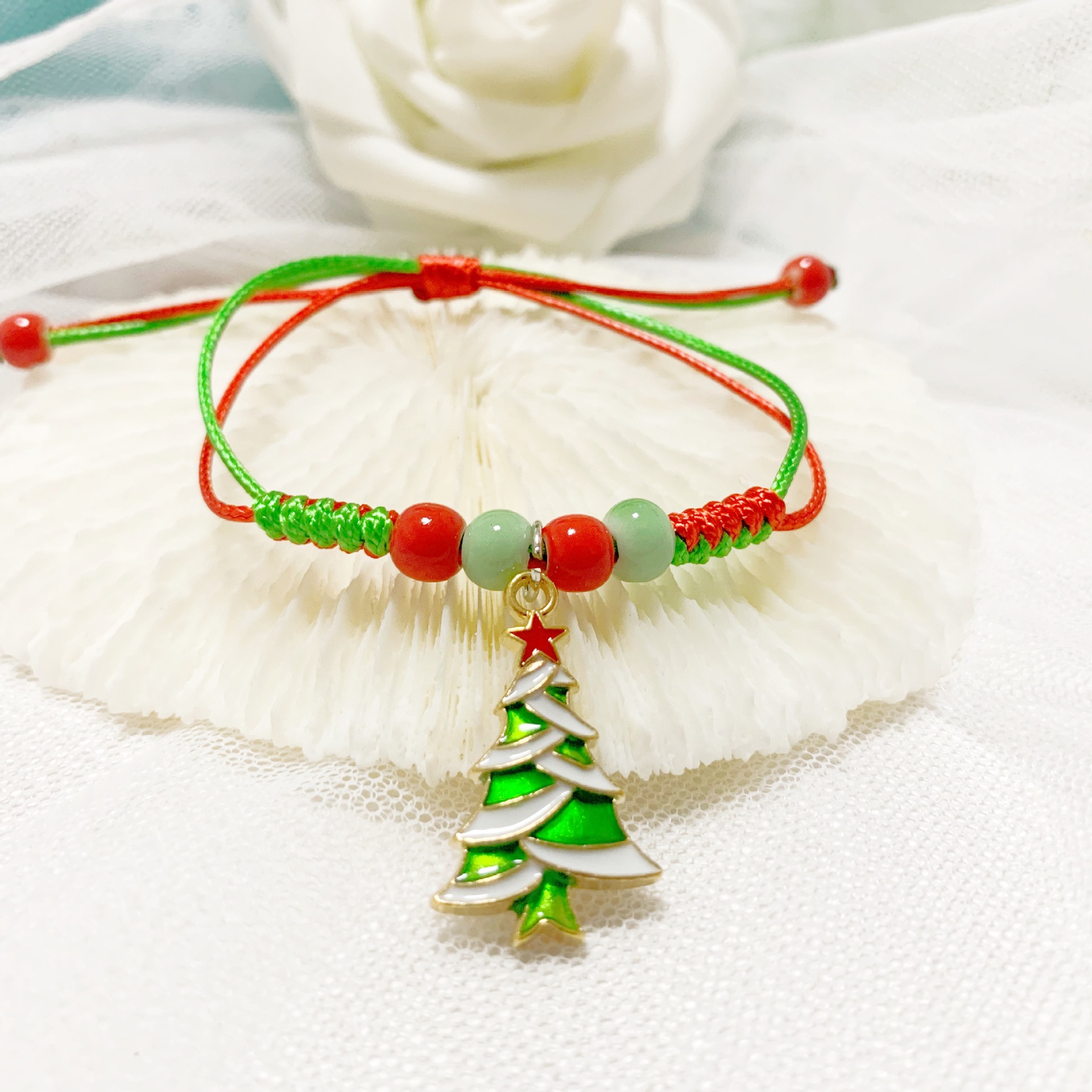 Braccialetti di fascino del fumetto di Natale creativo Albero di Natale di Babbo Natale Ciambella Bracciali in lega di fulvo Accessorio regalo gioielli