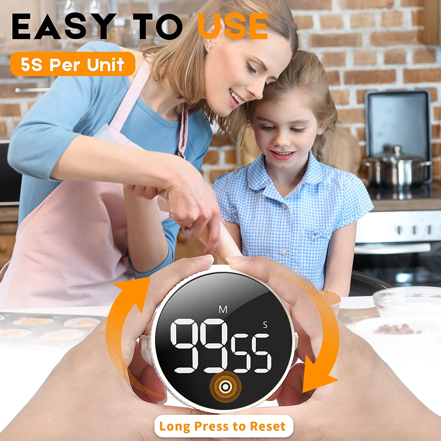 Magnetisk timer Nedräkning Stoppur manuell rotationskräva arbete Sport Studie Alarmklocka LED Digital Kitchen Cooking Timer