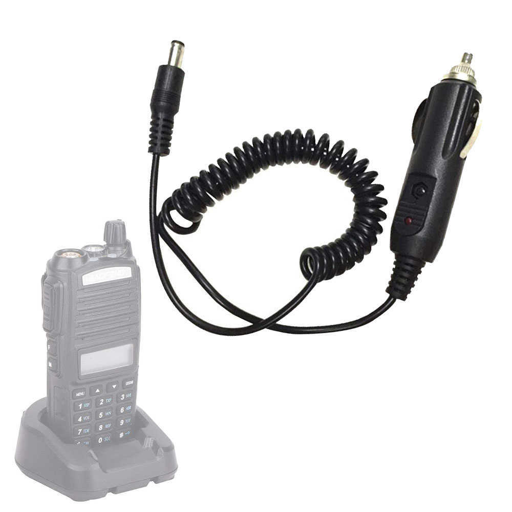 Ny DC 12V-bilchaddskabel walkie talkie laddningskabel för baofeng radio UV-5R 8W UV-5RA UV-5RE UV-82 8W UV9R UV-9R Plus