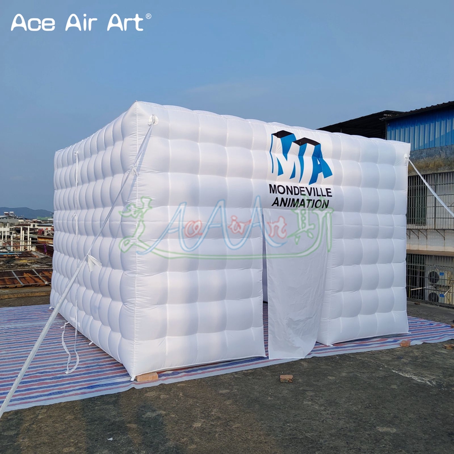 2023 Grande tenda gonfiabile a forma di cubo gonfiabile a LED con ventilatore / tenda di illuminazione gonfiabile la mostra di eventi feste