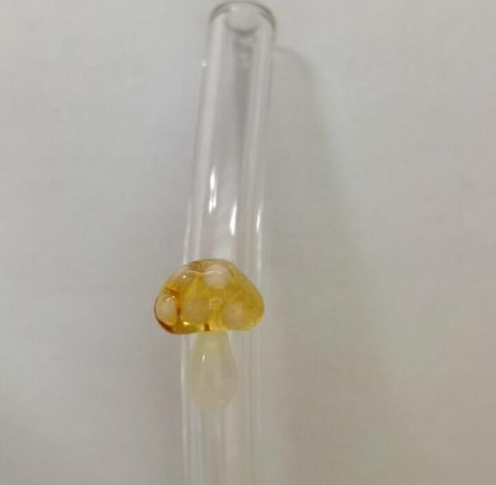 Återanvändbar Eco Borosilicate Mushroom Glass Dricker Strån Hög temperatur Motstånd Klar färgad Böjd Rakmjölkcocktailstrå