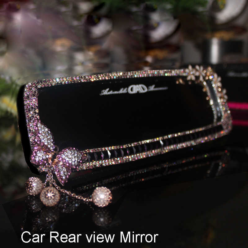 New Noble Purple Diamond Car Interior Accessories for Women Crystal Pendant Ornaments Leather Steering Wheel Covers Car Tissue Box