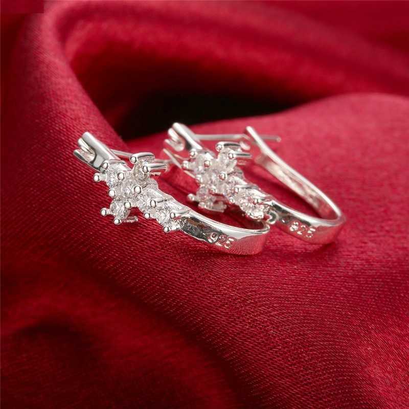 Charm Silver noble crystal stud Pendiente para mujer classic cross Ear party boda joyería regalos de navidad R230605