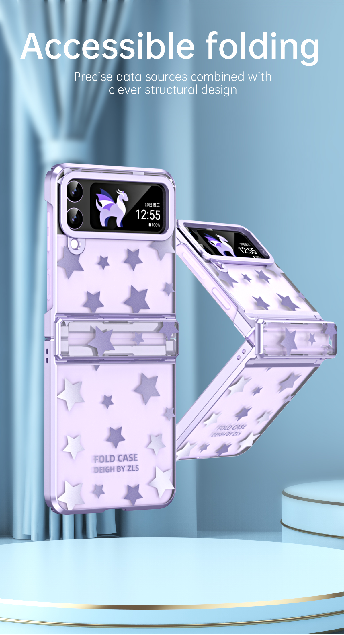 Etuis transparents Star pour Samsung Galaxy Z Flip 4 3 Flip3 5G Coque de protection transparente avec charnière