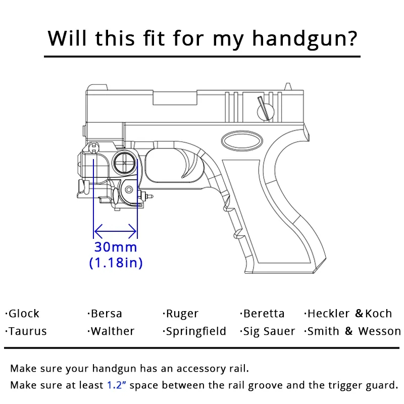 Oxen Toro Compact Pistola Light Combo Red Laser Green Sight Picatinny Lantera för Walther Ruger Glock 17 19 Beretta PX4-Green