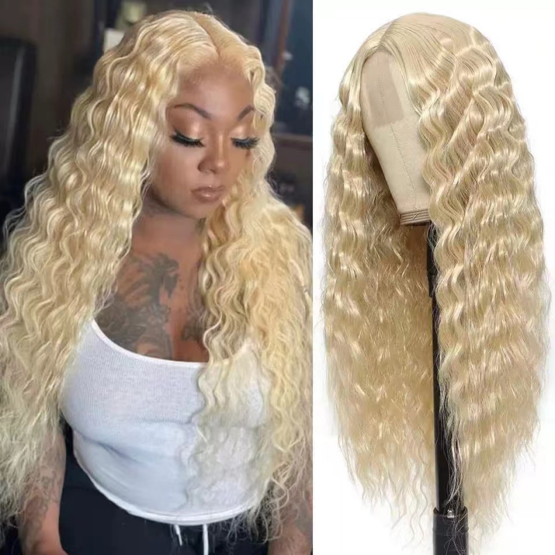 Wholesale double brushed human hair full Lace Wigs long trendy for lady Brazilian hair wigs Europe and the United States ladies in long hair curls fast shipping