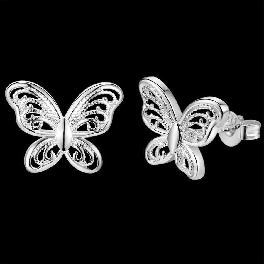 Charme nouvelles boucles d'oreilles en argent Sterling pour les femmes bijoux de fête élégant papillon clous d'oreilles cadeaux de noël R230605