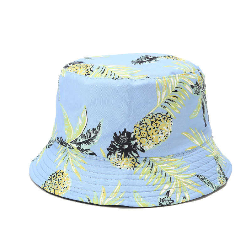 Breda brimhattar LDSlYJR Bomullsananastryck Hink Fisherman Outdoor Travel Sun Hat For Men and Women G230603