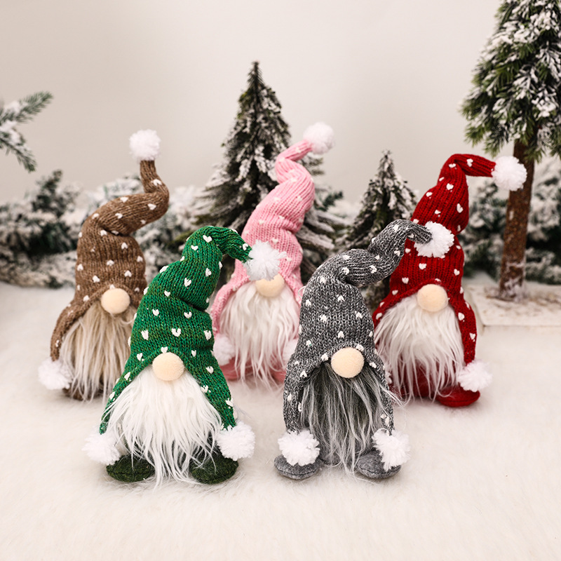 200 stks Nieuwe Rudolph witte baard gezichtsloze pop Kerst Nordic Forester gebreide muts zitten figuur Kerst ornamenten