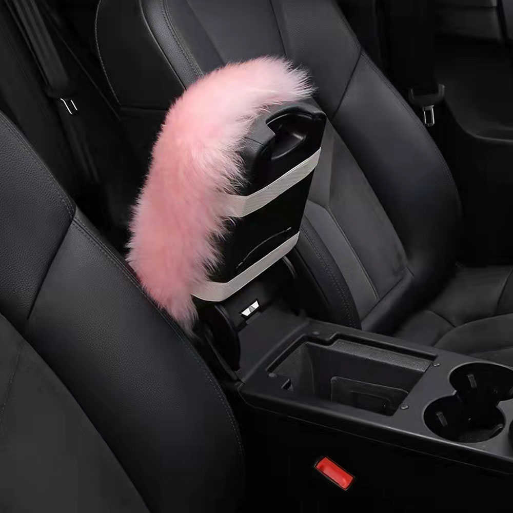 Ny Auto Center Console Cover Console Cover Armest Pads Warm Winter Sheepskin Wool Car Armest Seat Box Pad Cushion Protector
