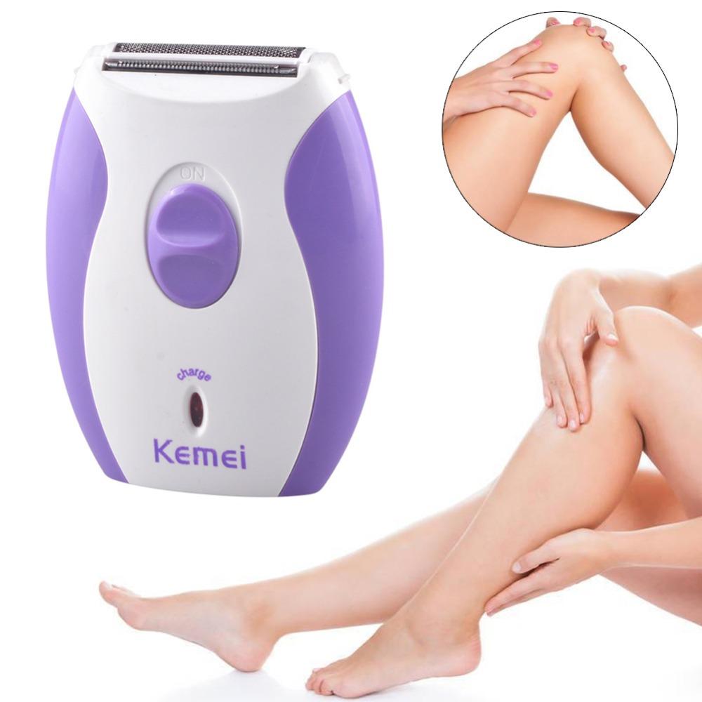 Epilatorer Kemei KM280R Electric Hair Remover Mini Kvinnor Uppladdningsbar bärbar rakapparat för Lady 220V för kvinnor