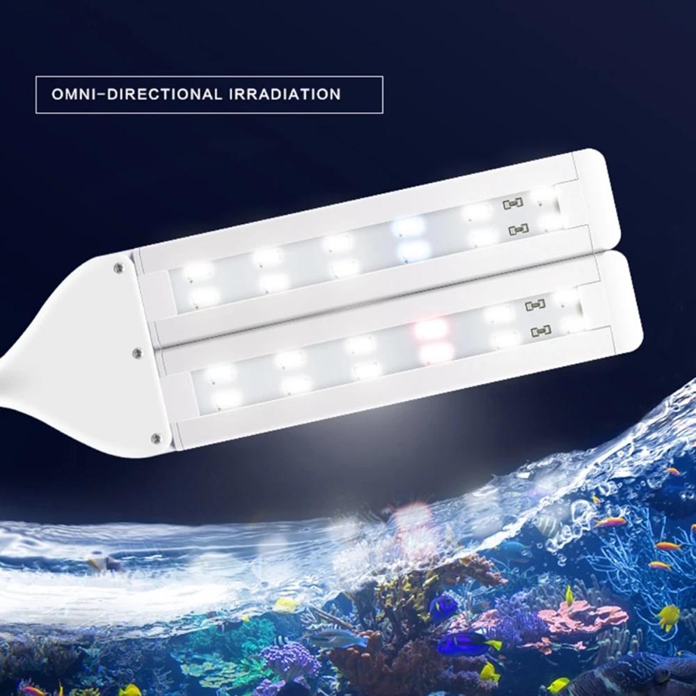 Iluminação Nicrew 100V240V Aquário Iluminação LED para Aquário Planta Ajustável Tanque de Peixes FourRow Lâmpadas Clipon Planta Crescer Iluminação LED