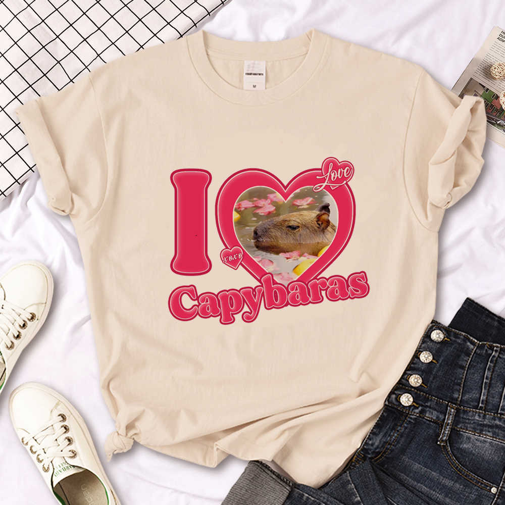 レディースTシャツCapibara Capybara TシャツデザイナーサマーTシャツメンズY2K 2000S日本の服p230603