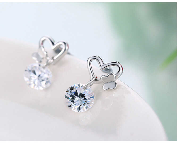 Charme nouvelle mode femme boucles d'oreilles argent aiguille papillon coeur boucles d'oreilles pour les femmes fête déclaration bijoux cadeau R230605