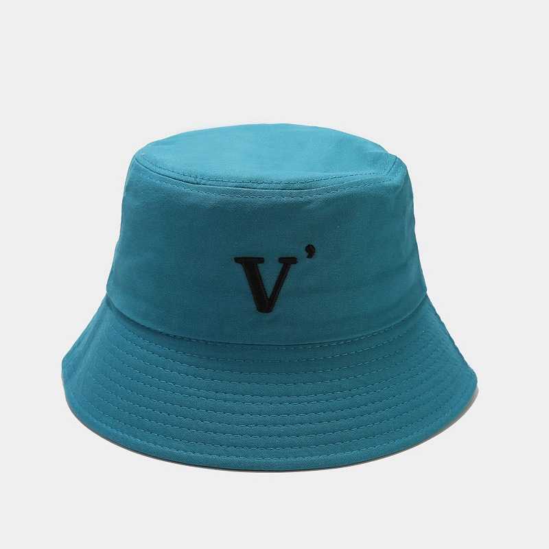 Cappelli a tesa larga 2022 Cotone Lettera V Secchiello ricamato Pescatore Cappello da sole da viaggio all'aperto Uomo e donna 46 G230603