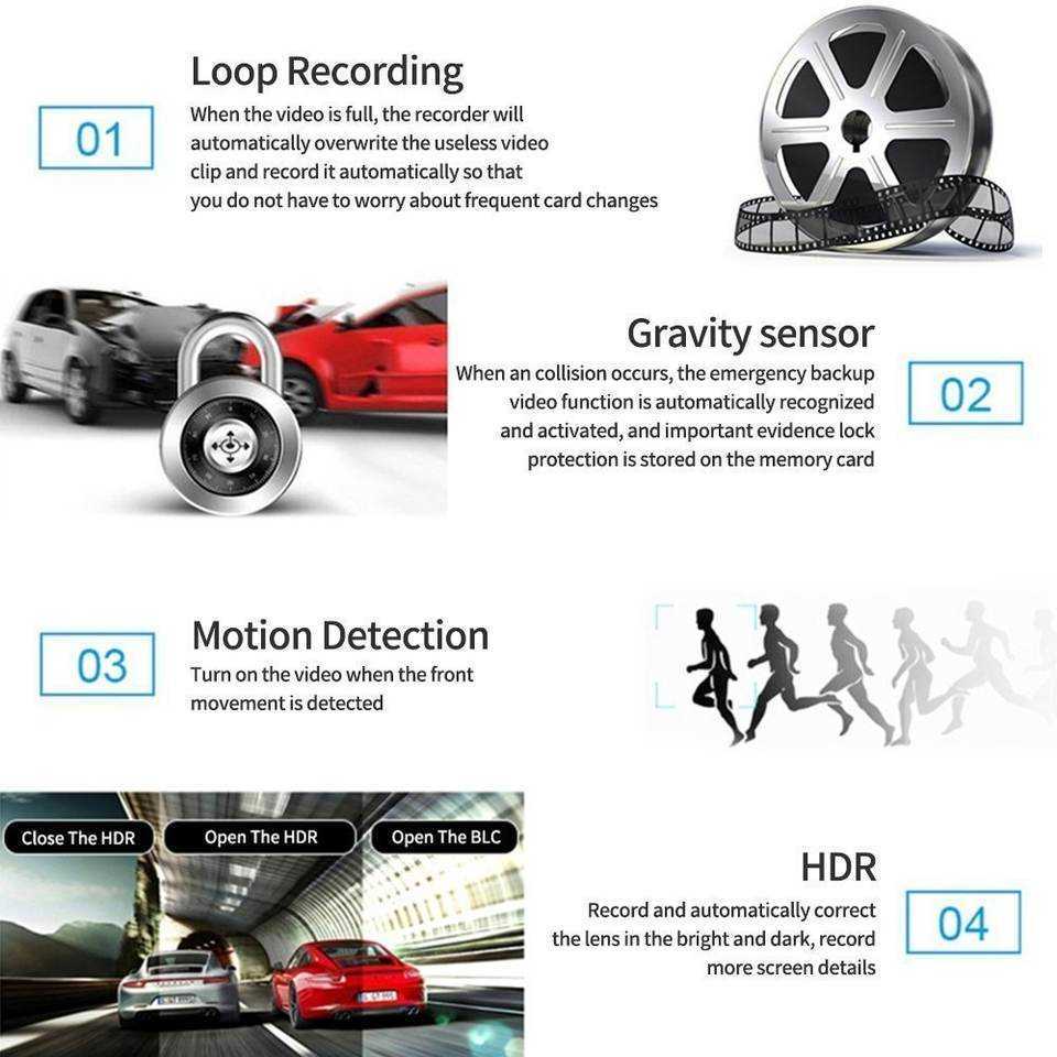 Neuer 3-Objektiv-Fahrrecorder, 4-Zoll-Touchscreen, 1080P, Auto-DVR, Dashcam, Videorecorder mit G-Sensor, Bewegungserkennung, Parkwächter