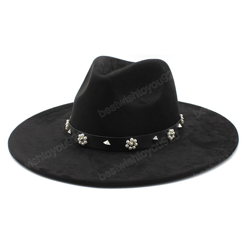 Zamsz o szerokości 9,5 cm fedora fedora czapka dla kobiet mężczyzn kościoła jazz hats ślubna sukienka czapka