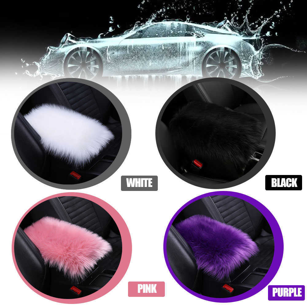 Ny Auto Center Console Cover Console Cover Armest Pads Warm Winter Sheepskin Wool Car Armest Seat Box Pad Cushion Protector