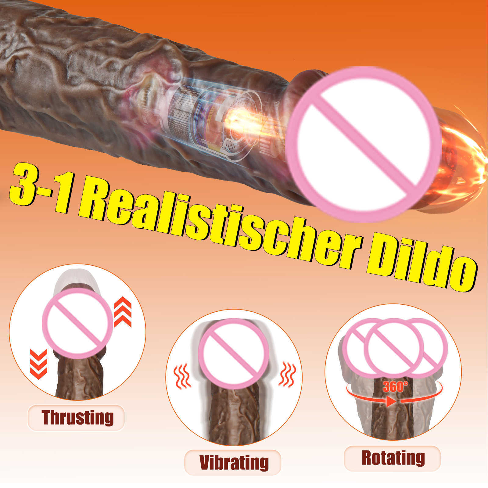 Massager Sohimi Realistic Dildo for Women 22 Cm Silicone Large Dildos G-spot Vibrators with Heating Function 360 Rotating Glane