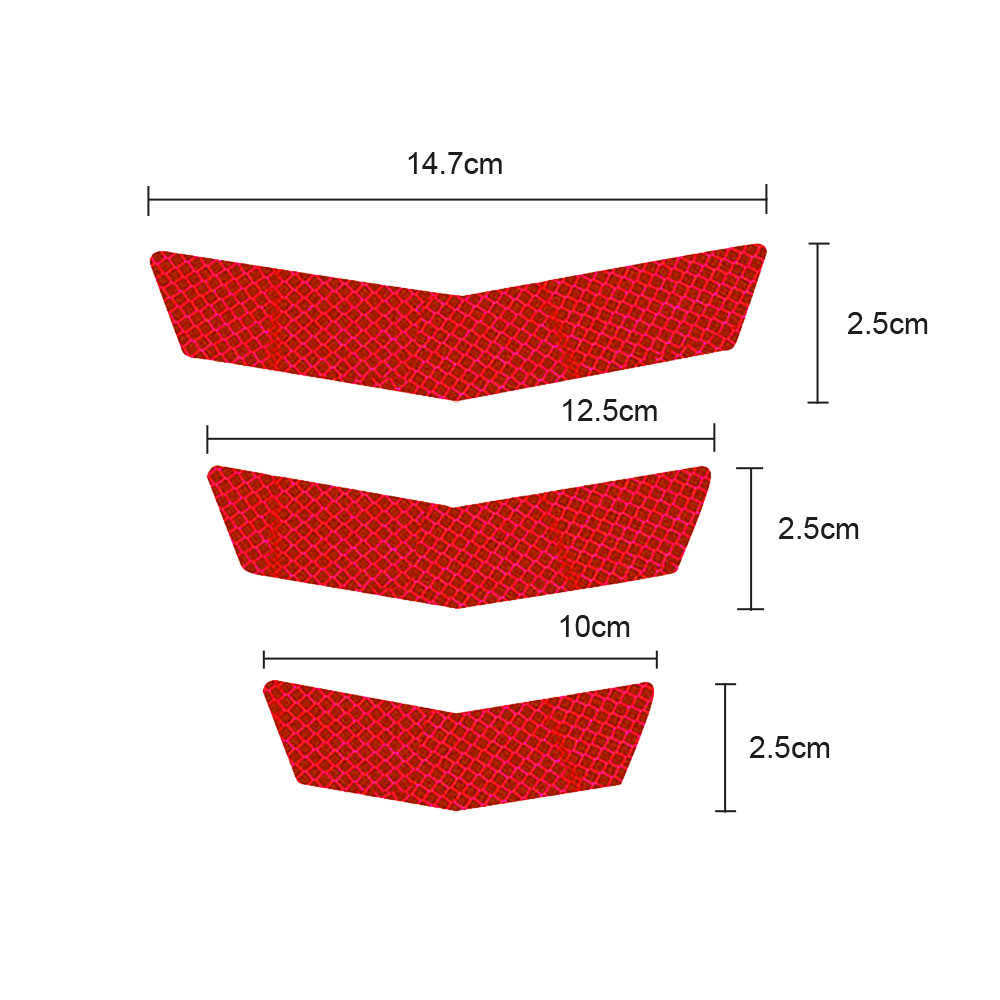 Nuevas pegatinas de 3 uds., cinta reflectante de advertencia para motocicleta, flecha Trapezoidal, guardabarros automático, calcomanía de parachoques de carreras, adhesivo para coche, camión, bicicleta