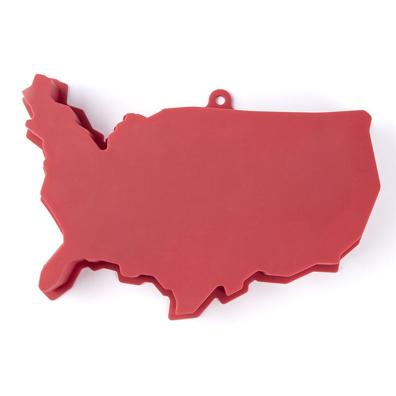 Moule à glaçons du 4 juillet Carte américaine créative Plateau à glaçons en silicone de qualité alimentaire Libération facile Moule à glace carte des États-Unis d'Amérique